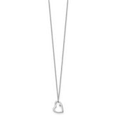 Sophia Jewelers Sterling Silver Diamond Heart Necklace with Polished Rhodium Finish